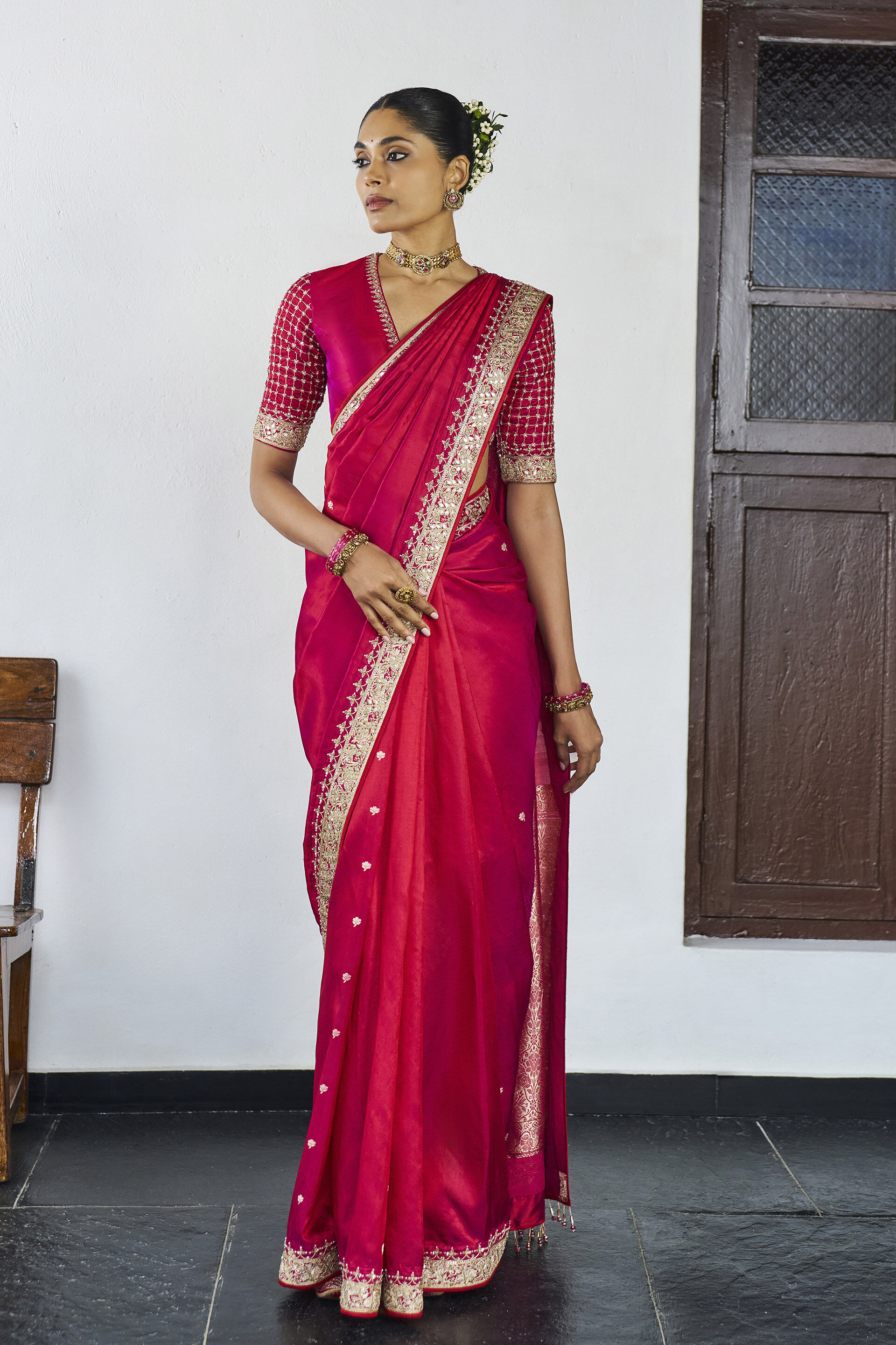 Manasu Benarasi Silk Saree - Pink